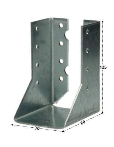 Suporte para vigas em forma de U con Asas interior sendzimir 70X125