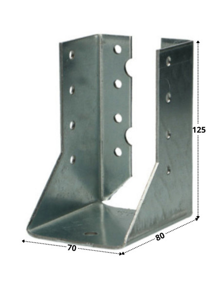 Suporte para vigas em forma de U con Asas interior sendzimir 70X125