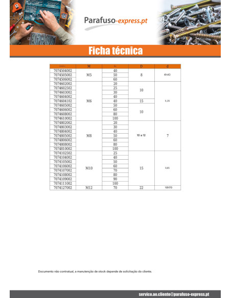 Pitão metais M8X20 diâmetro olho 10 con 12 Aço zinco branco