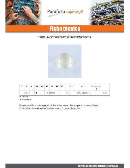 Batente de porta adesivo transparente 10X3,1 - Parafuso Express