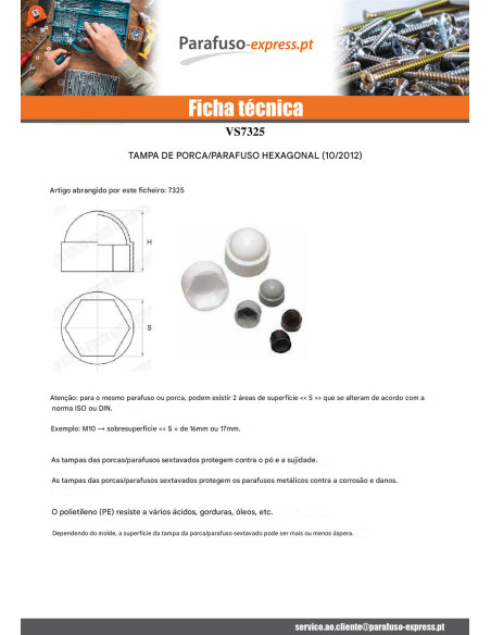 Tampa de proteção de porca ou tampa de proteção para cabeça de parafuso cabeça hexagonal M45 polietileno preto