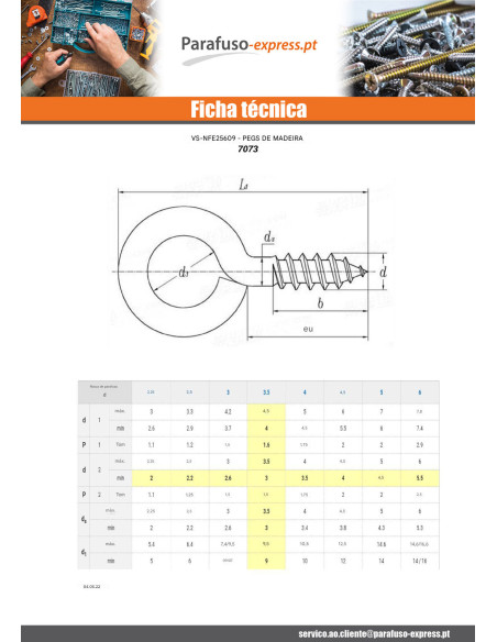 Pitão madeira Bronze 2,5 x 10 - Parafuso Express