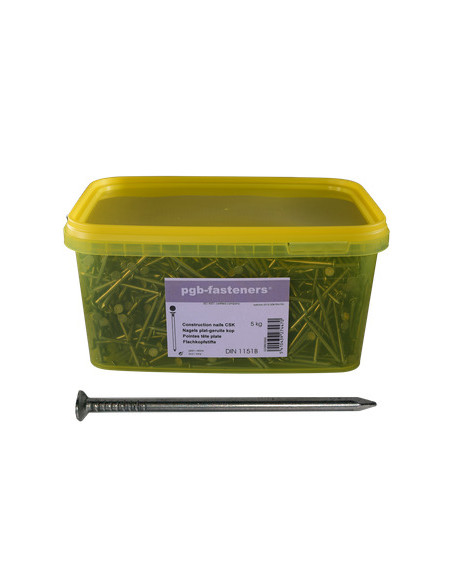 Balde de 5 KG de Prego cabeça plana Aço bruto 5,0X125
