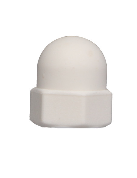 Porca cega Nylon M6 RAL9016 branco de sinalização