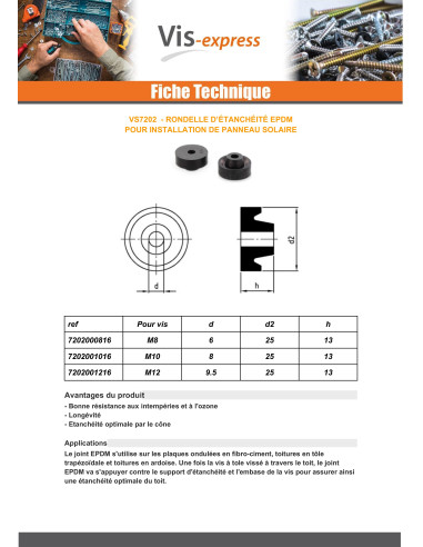 Anilha epdm para painel solar M12 - Parafuso Express