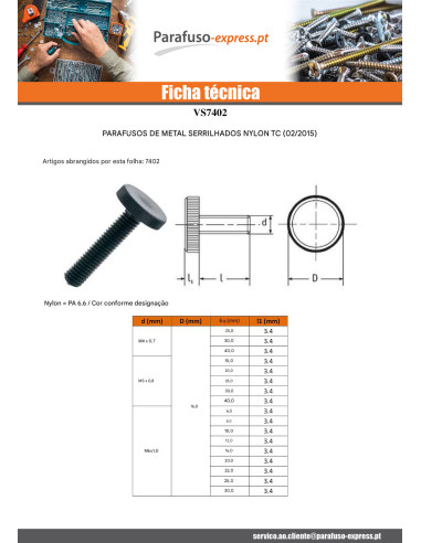 Parafuso de metais náilon preto cabeça cilíndrica recartilhada M6X10