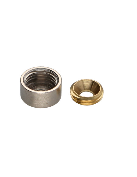 Tampa de proteção cilíndrica ou tapa parafuso (1 tampa de proteção e 1 anilha de parafuso) Bronze niquelado