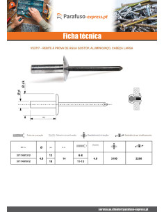 Rebite Estanque GOSTOP Alumínio Pino de aço cabeça larga 4,8X18 2
