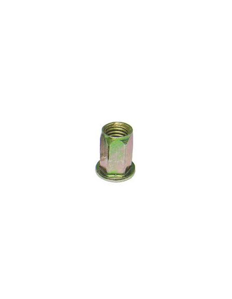 Porca rebite hexagonal cabeça plana 9X15,5 M6 Dicromato