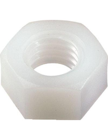 Porca natural nylon hexagonal HU M16 - Parafuso Express