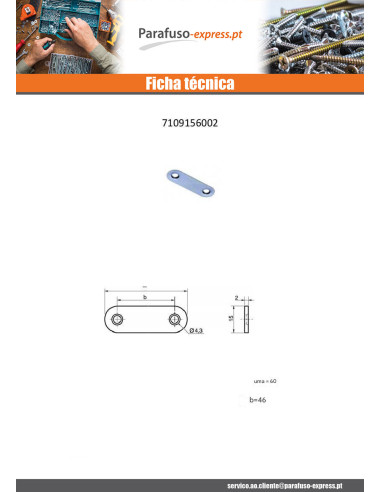 Placa CONJUNTO 15X60 Aço zinco branco - Parafuso Express