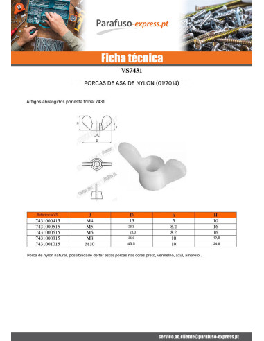 Porca borboleta natural nylon M6 - Parafuso Express