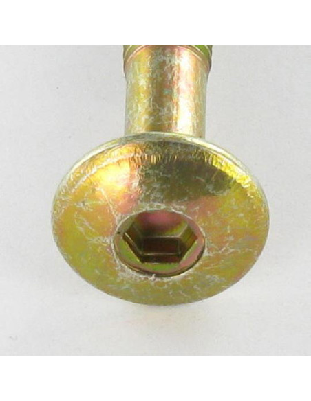 PARAFUSO cabeça de cogumelo hexagonal oca M6X47 roscado sobre 32 perno cónico Dicromato