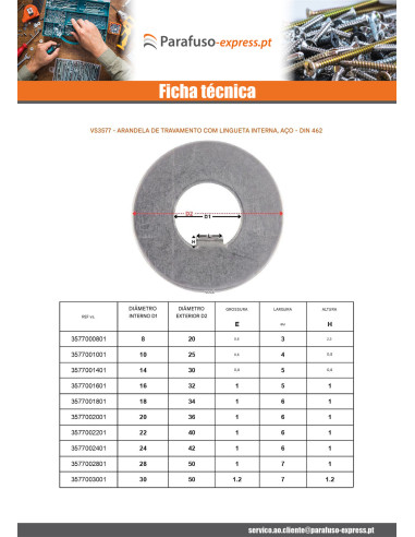 Arruela de bloqueio com saliência interna 45X68X1,2 Tipo F 8 Aço bruto