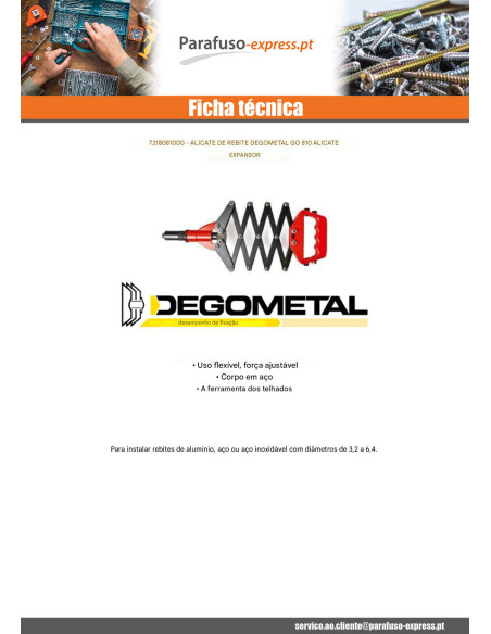 Rebitadora DEGOMETAL GO 810 - Parafuso Express