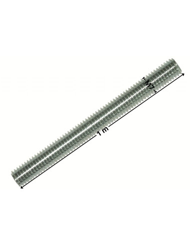 Perno roscado M7 passo de rosca de 150 comprimento 1 metro Classe 4.8 Aço zinco branco