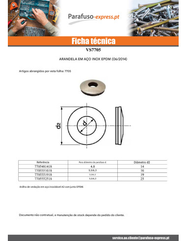 Arruela estanque com junta de neopreno epdm Aço zinco branco 4,8X16