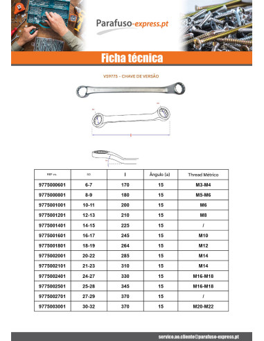 Chave poligonal 25X28 - Parafuso Express