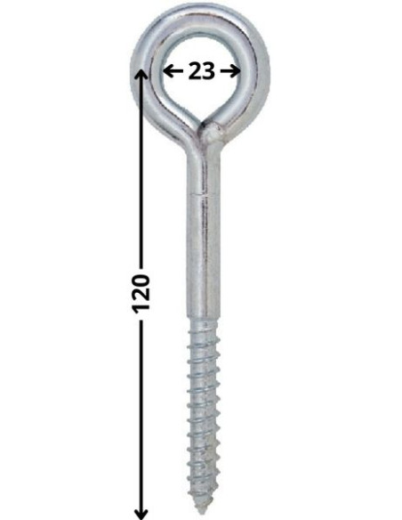 Parafuso de cabeça olhall 12X120 olho 23 Aço zinco branco
