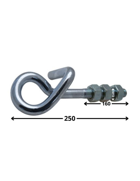 Gancho BALANÇO +3 Porca Aço zinco branco M12X250