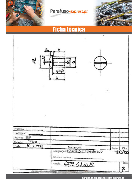 Porca rebitar cabeça panela sulcada 8X9 M6X8 Aço inoxidável