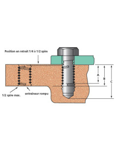 Inserto roscado M8X12 passo de rosca de 125 Aço inoxidável 2