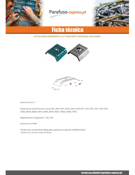 Cavalete de chapa com junta EPDM estanque 40X25 Alumínio RAL3011 vermelho acastanhado