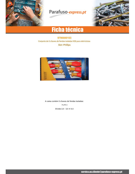 Conjunto de 5 Chave de fendas para eletricista - Parafuso Express