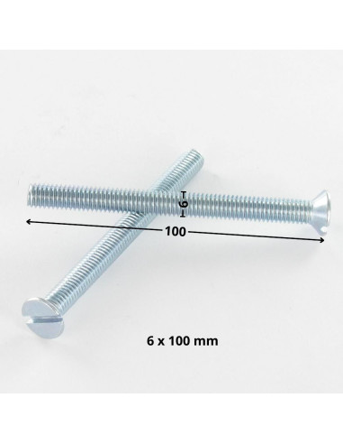 Parafuso de metais cabeça fresada sulcada M6X100 Aço zinco branco