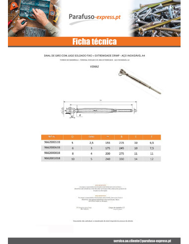 Esticador de chapa soldada ponteira de rebitar Aço inoxidável A4 para cabo diâmetro 4