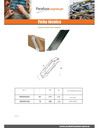 Conector para vigas de madeira 75X200 - Parafuso Express