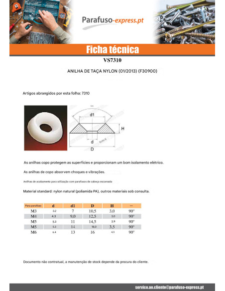 Arruela anilha nylon branco M4 - Parafuso Express