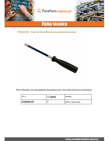 Chave de fendas flexível para Braçadeira de mangueira con Parafuso 7MM