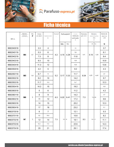 Inserto roscado M8X16 passo de rosca de 125 Aço inoxidável