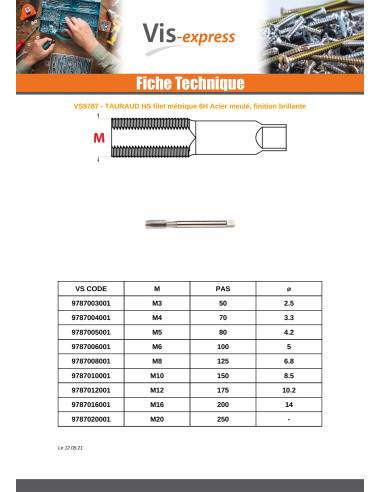 Macho roscar mano HSS M10 passo de rosca de 150 - Parafuso Express
