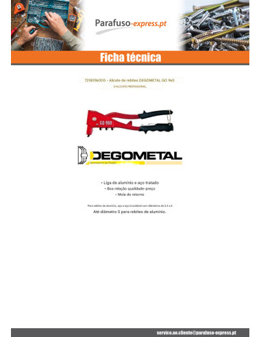 Rebitadora DEGOMETAL GO 960 - Parafuso Express