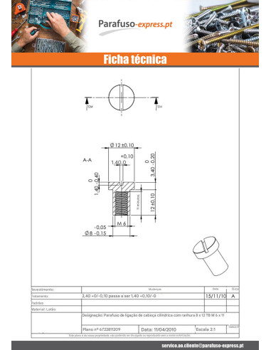Porca rebitar cabeça cilíndrica sulcada 8X12 M6X11 Bronze
