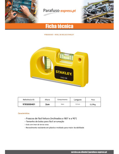 Nível de bolso STANLEY - Parafuso Express
