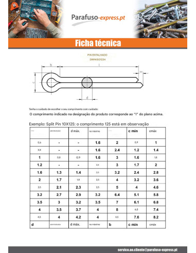 Cavilha sulcada Aço zinco branco 8X50 - Parafuso Express