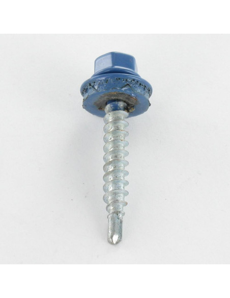 Autoperfurante cabeça hexagonal 4,8X35 Arruela estanque com junta de neopreno epdm Aço zinco branco RAL5007 azul