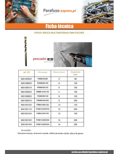 Fischer broca MULTIMATERIAIS 8/80/120 - Parafuso Express