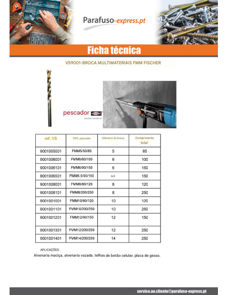 Fischer broca MULTIMATERIAIS 8/80/120 - Parafuso Express